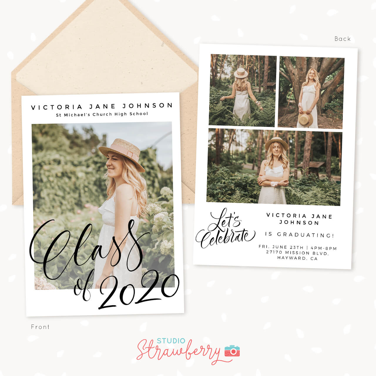 Graduation Announcement Template Class of 2020 Calligraphy
