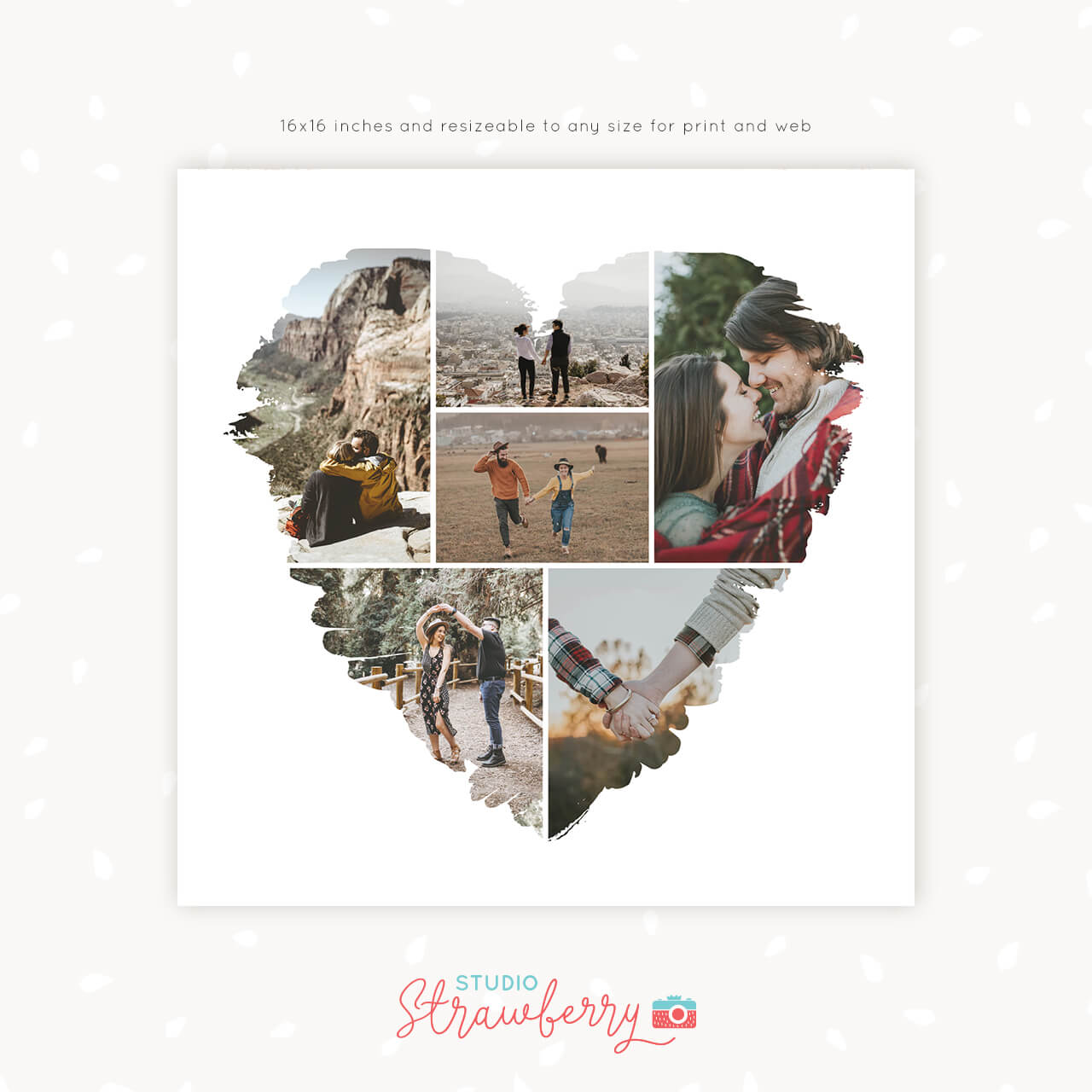 layout heart photo collage template