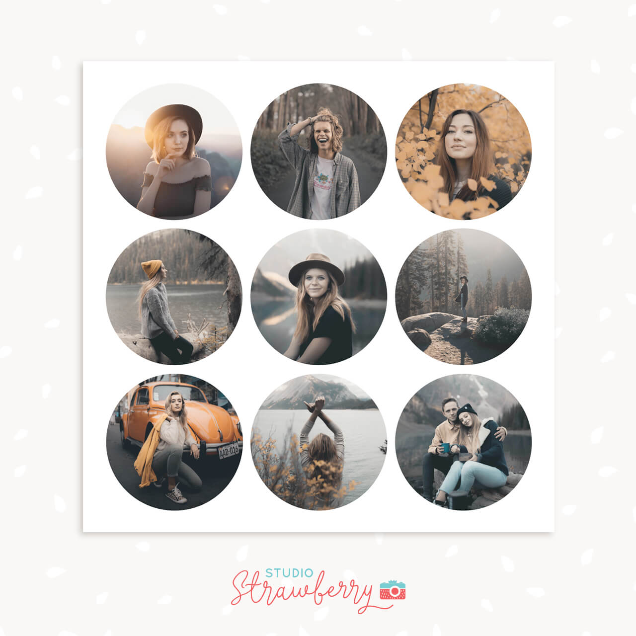 Circles collage template Strawberry Kit