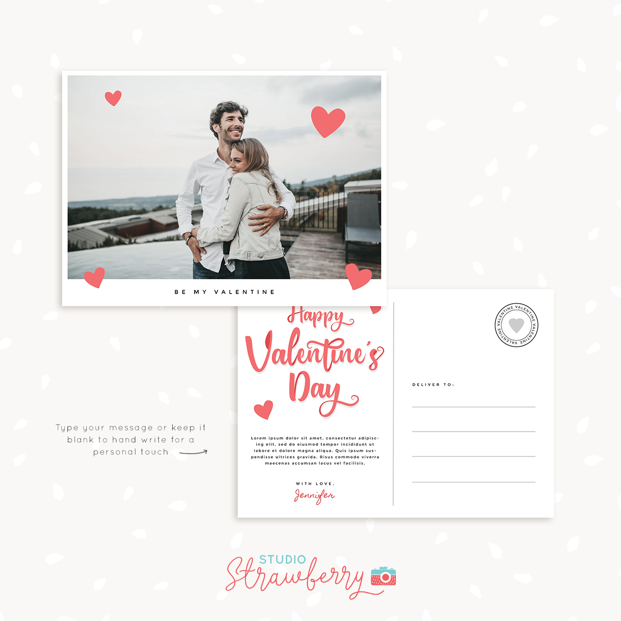 valentines day postcard Template