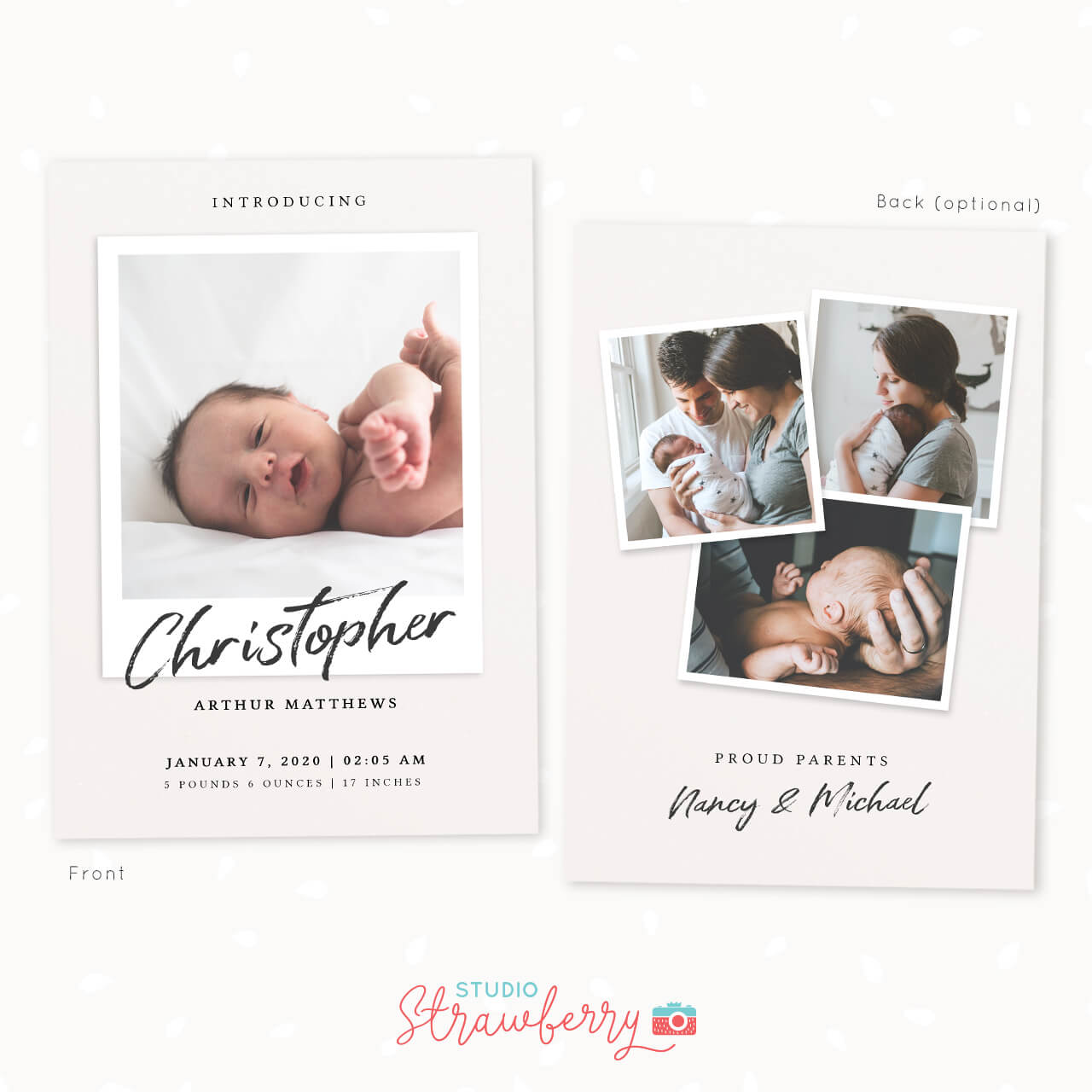Birth Announcement Template Polaroid
