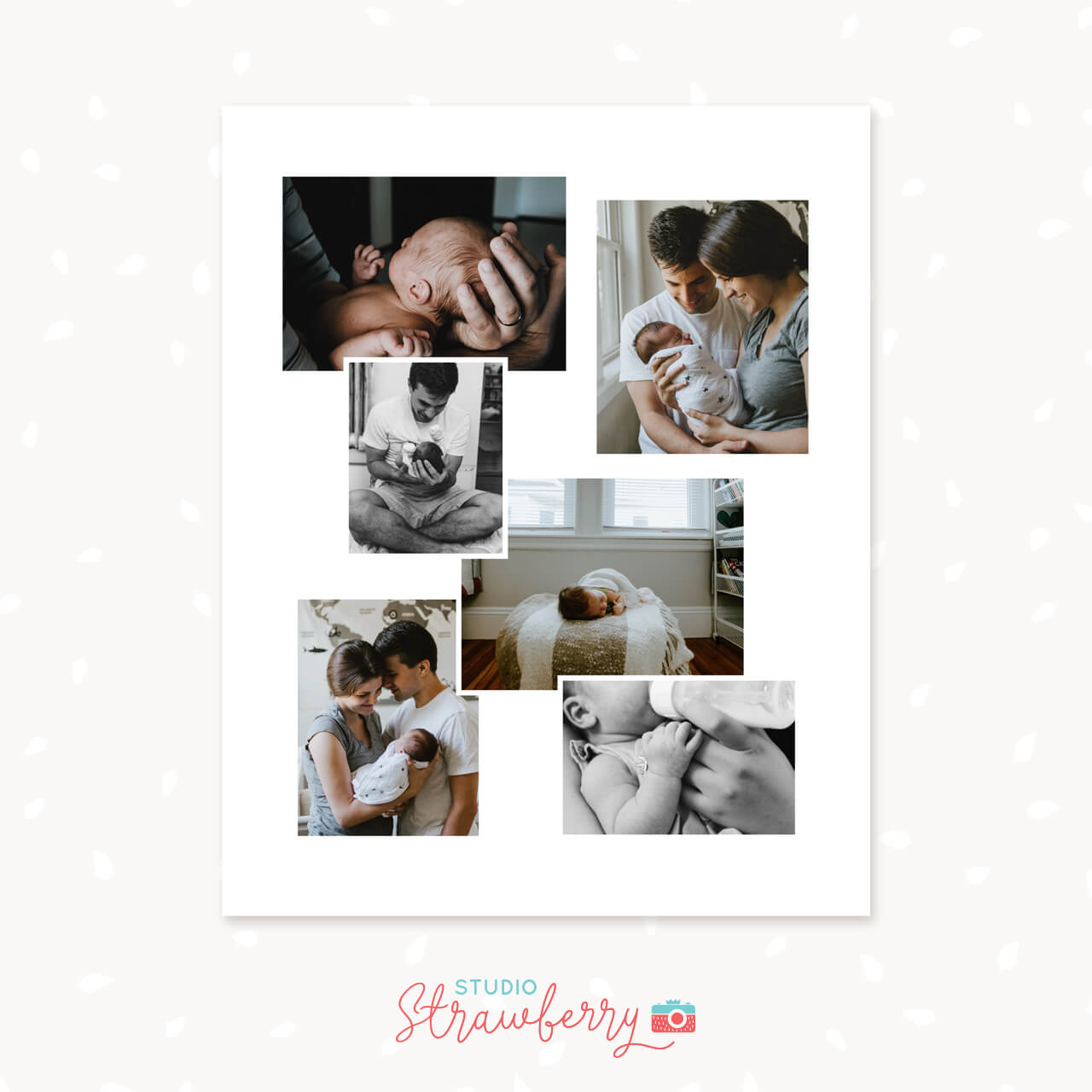 Photo collage template newborn wedding kids