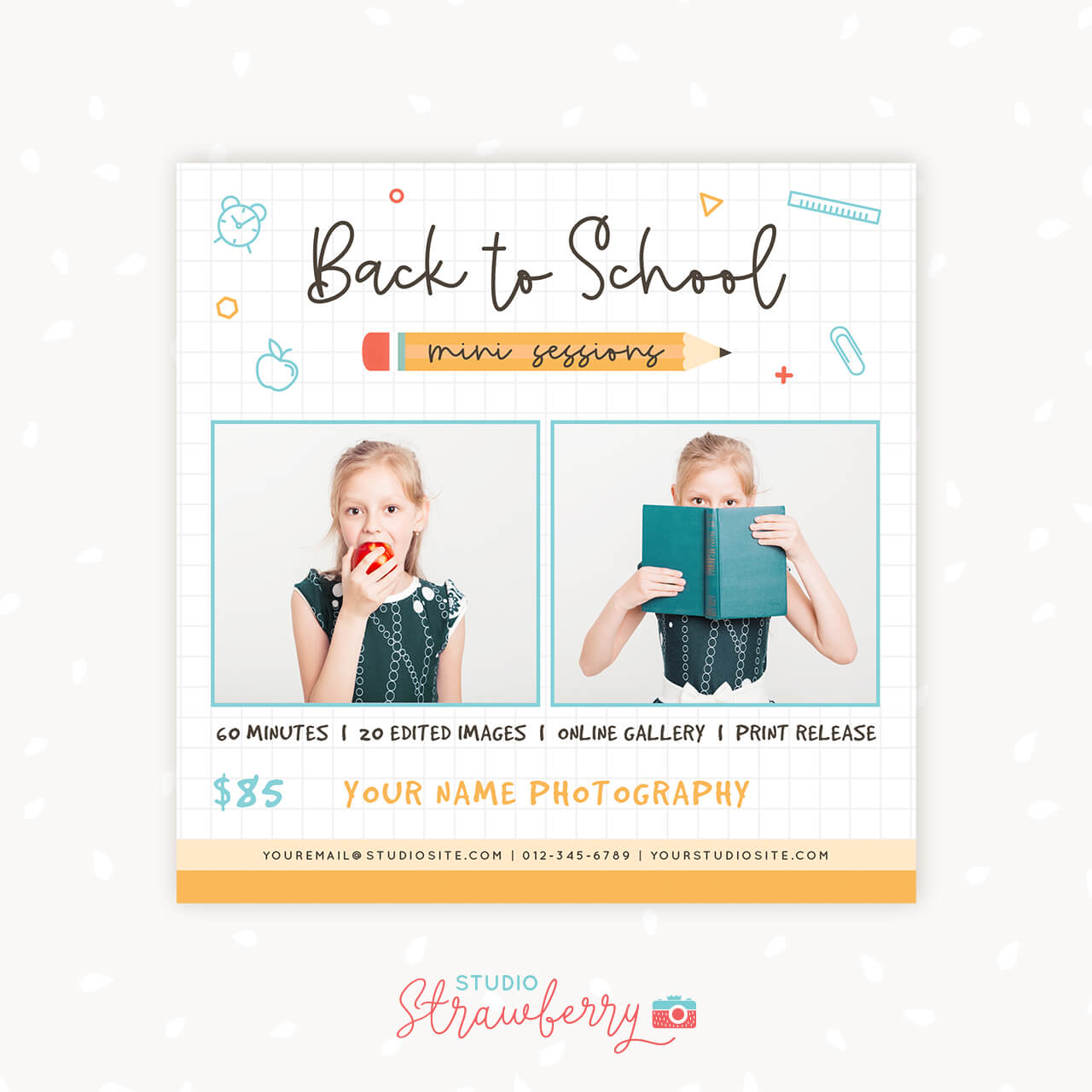 Back to School mini sessions template photography