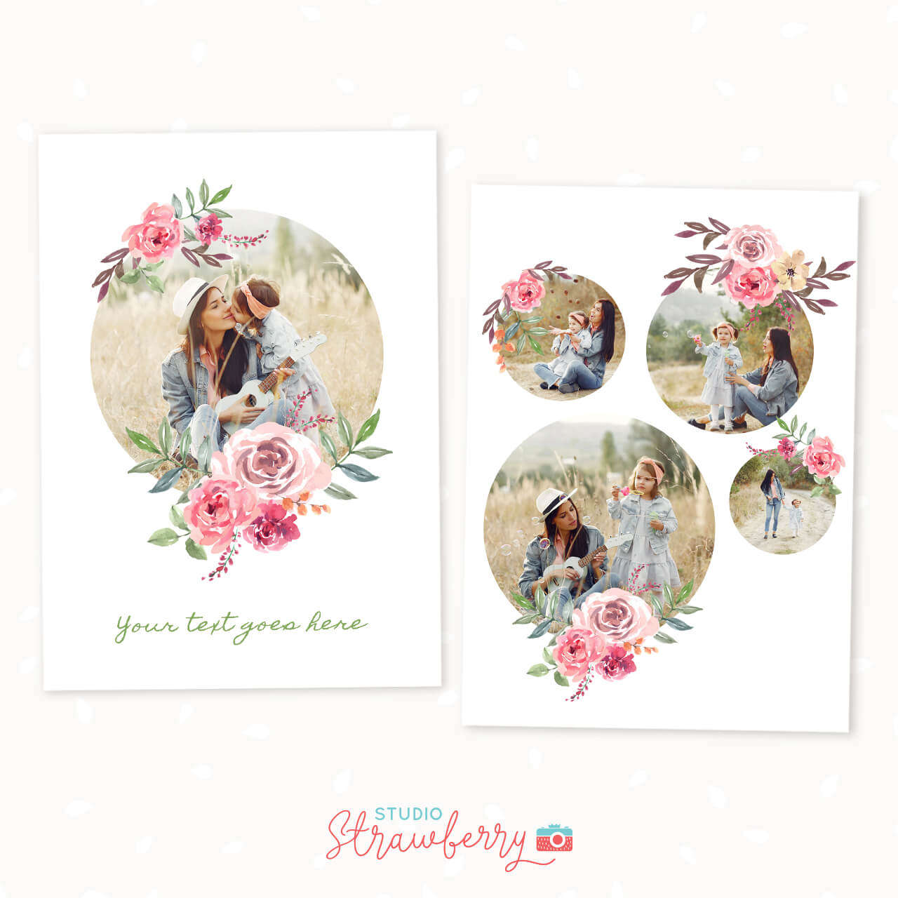 Floral postcard photo collage template