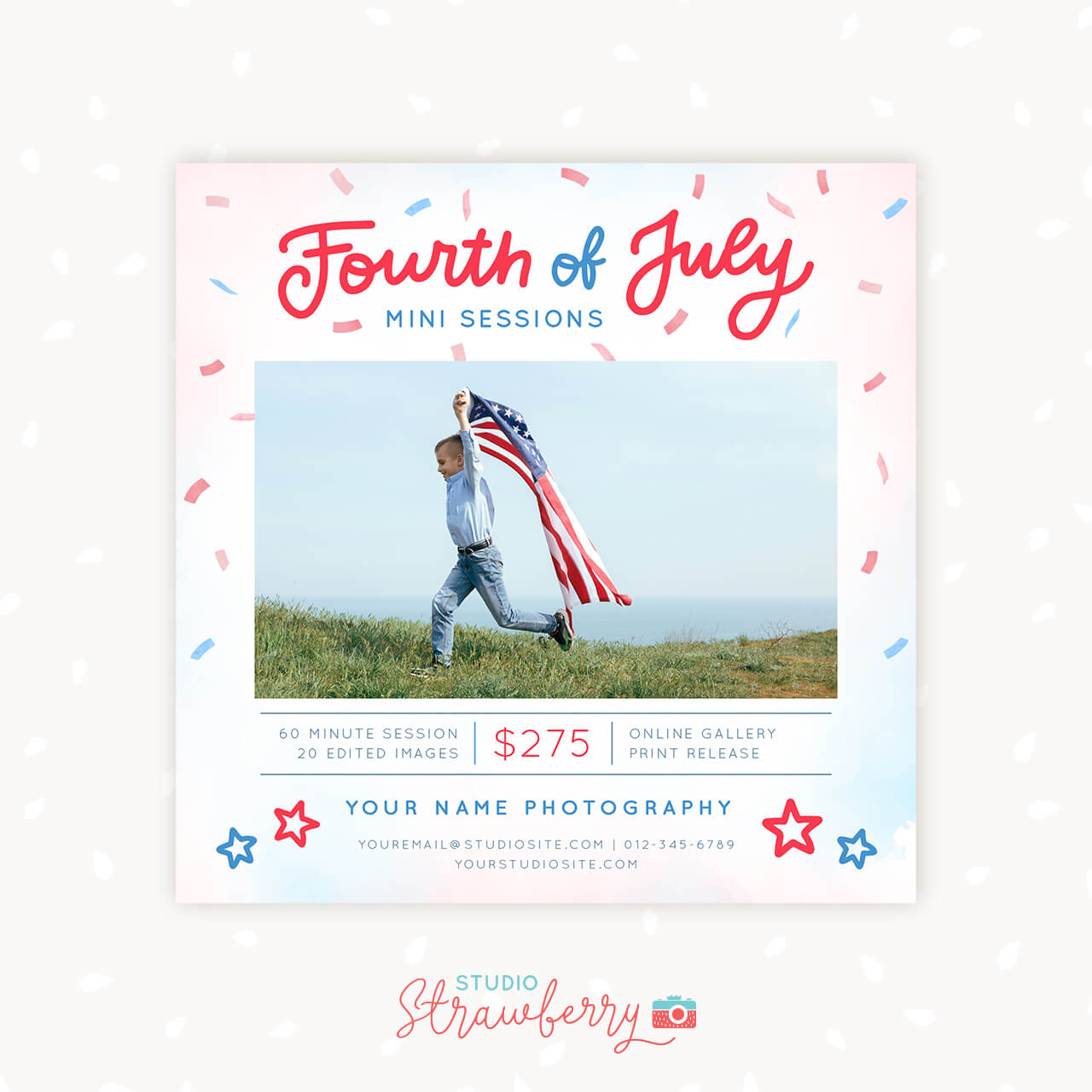 Fourth of July mini session marketing template