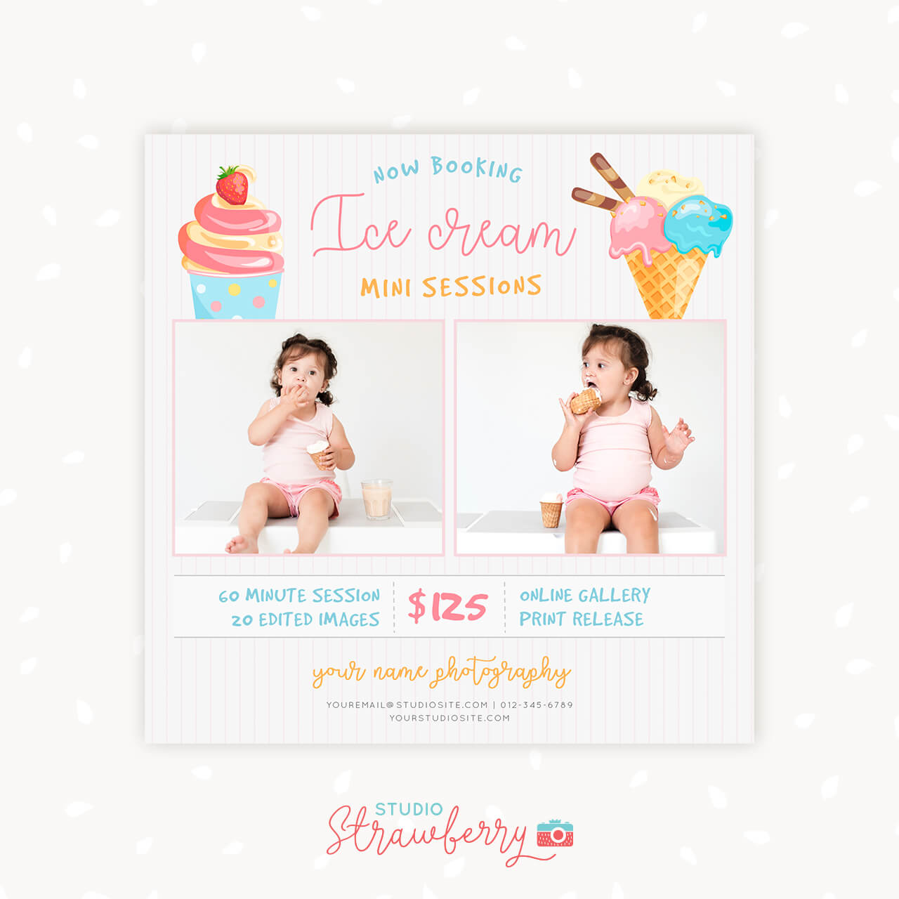 Ice cream mini sessions template