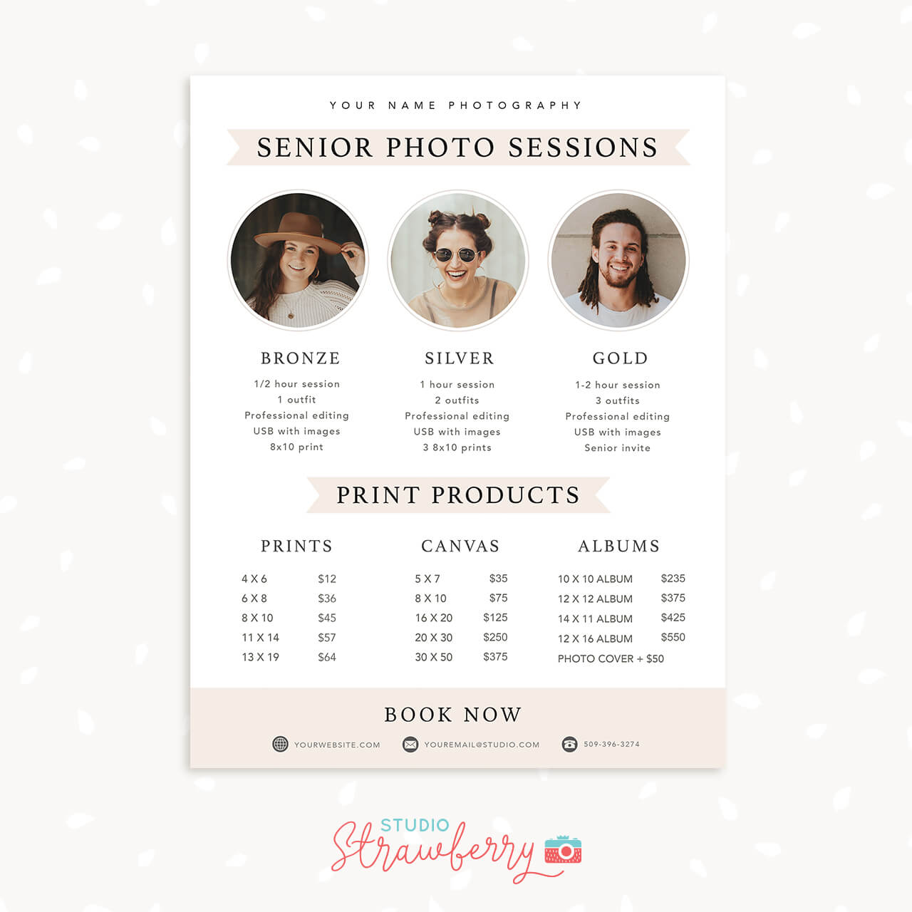 Senior Photography Pricing Template Strawberry Kit