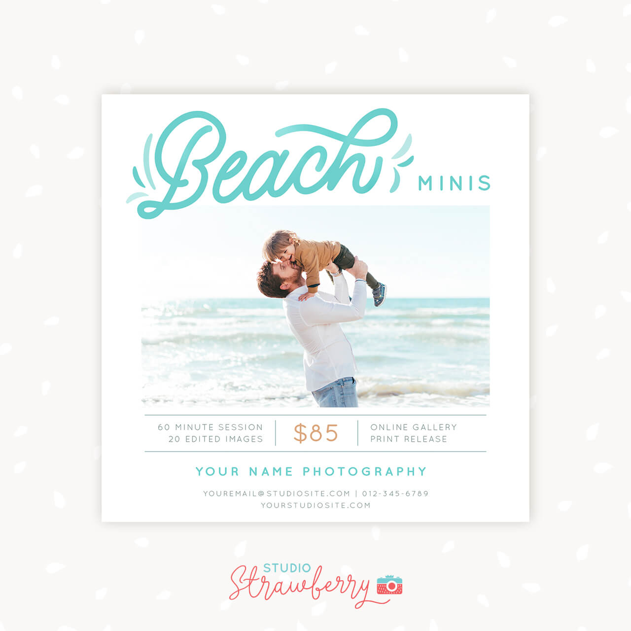 Beach mini sessions template photographer