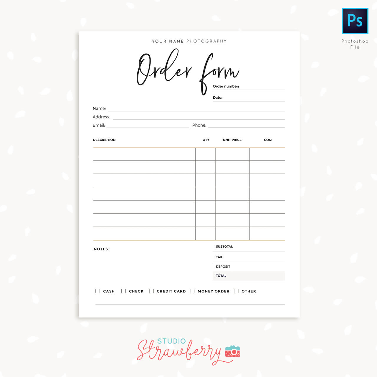 Order form template – Strawberry Kit