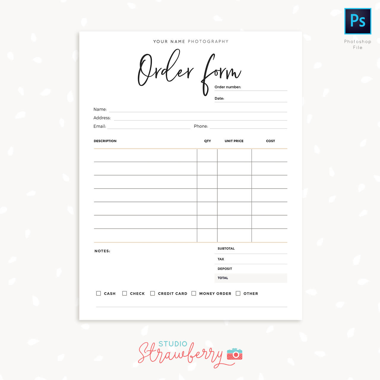 Order Form With Pictures Template