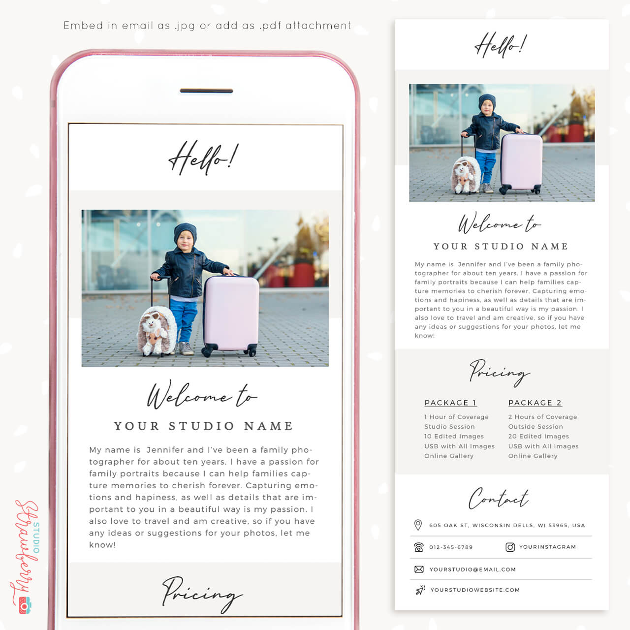 Welcome email template for photographers Strawberry Kit