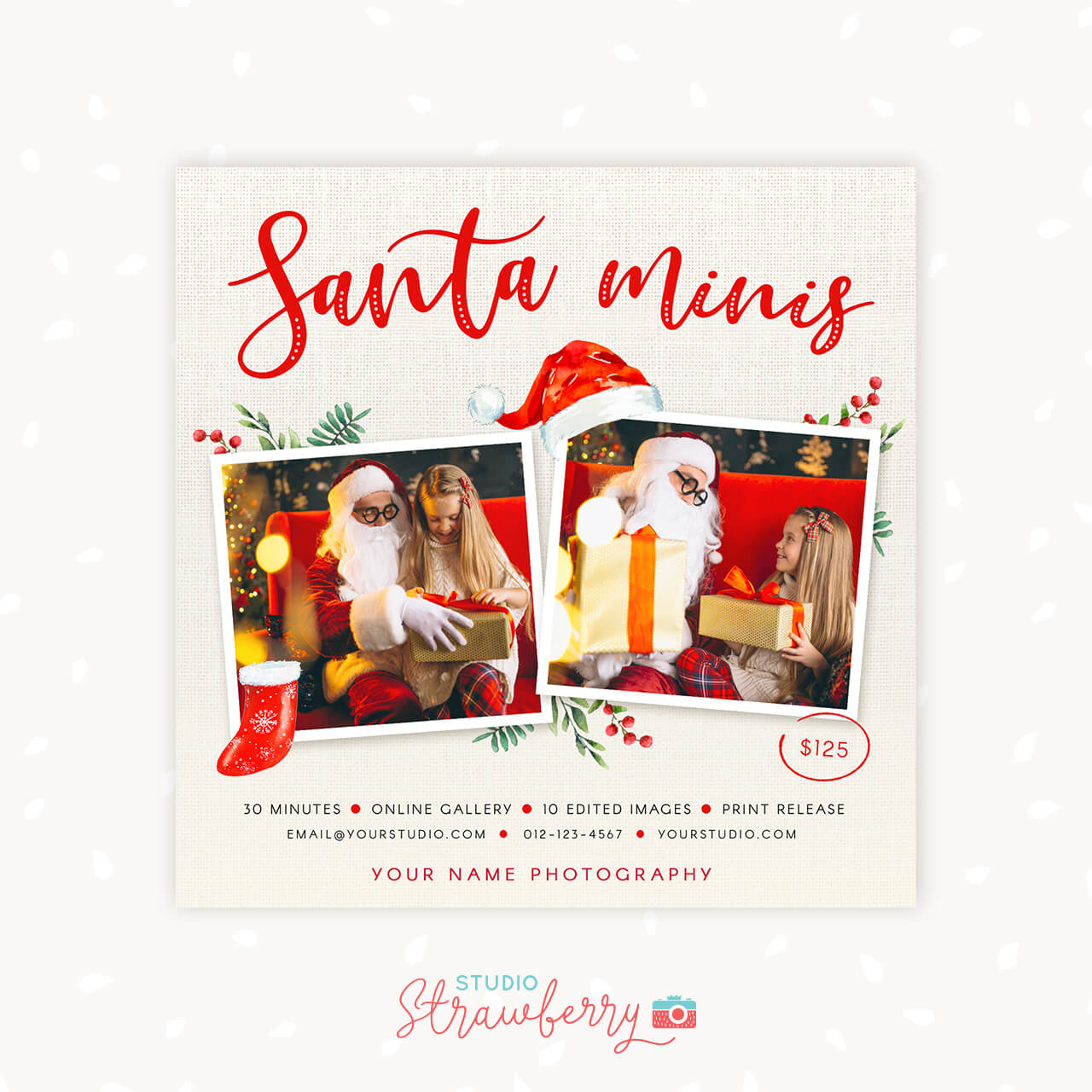 Santa mini sessions marketing template