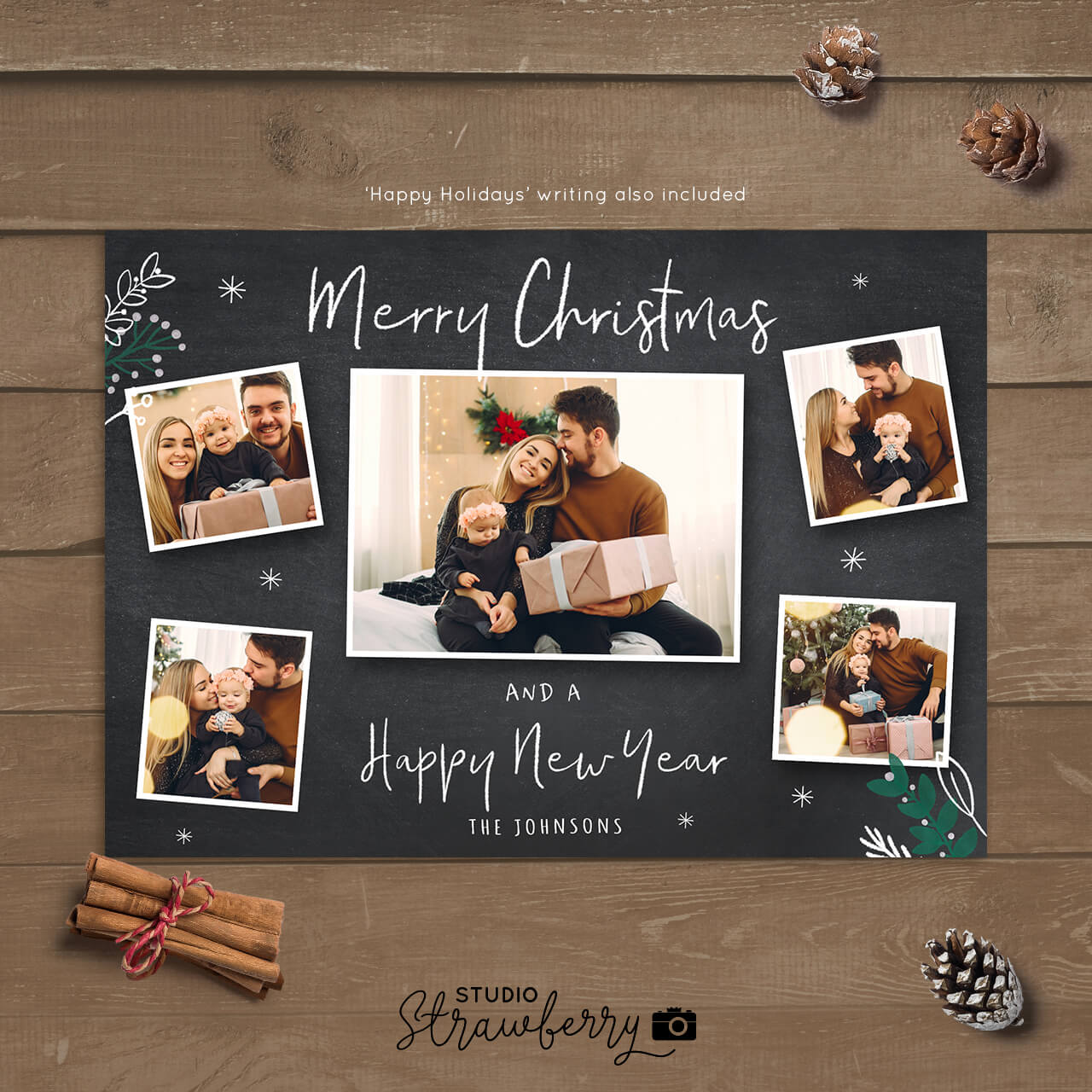 Christmas multiple photo card collage template