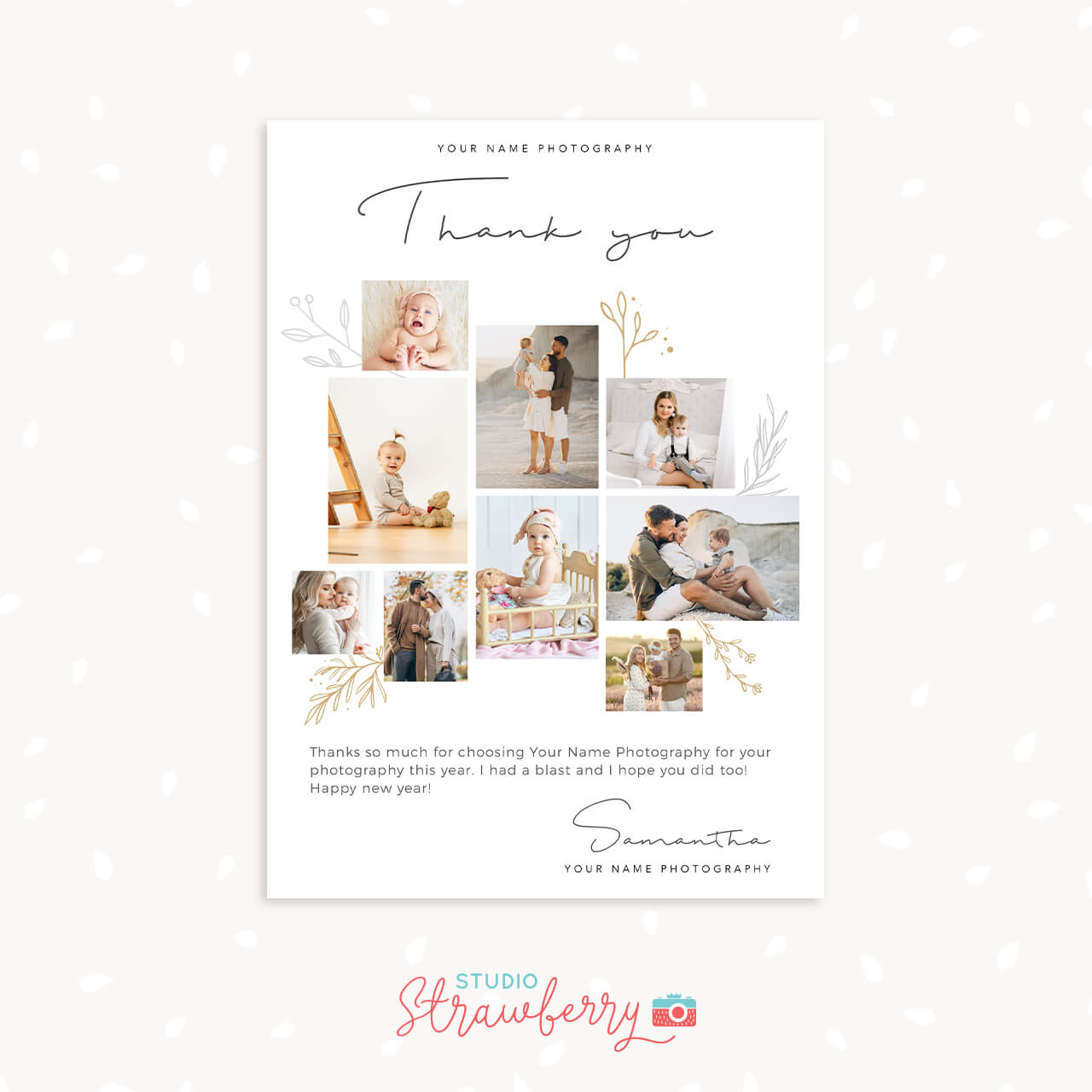 Photographer end of year thank you card collage template