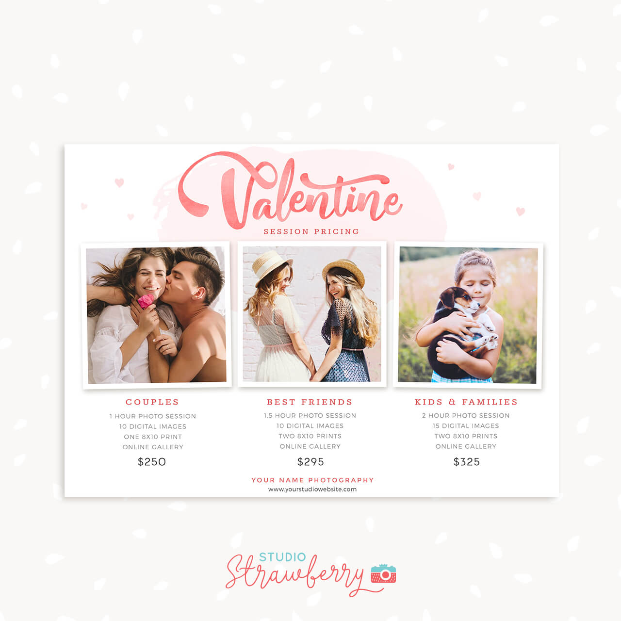 Valentine sessions packages marketing template