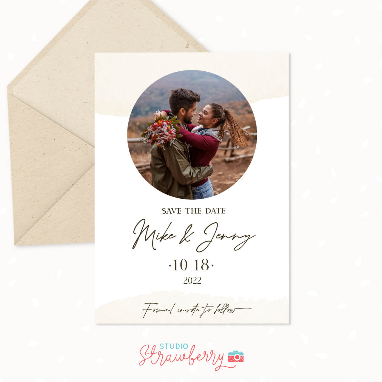 Save The Date Card Template Photo Watercolor