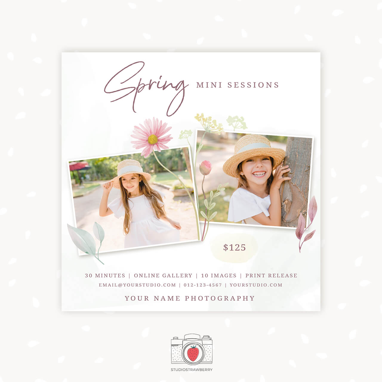 Spring mini sessions template flowers