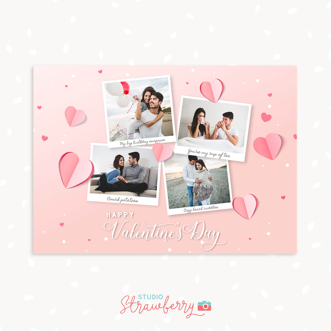 Valentine photo collage card template