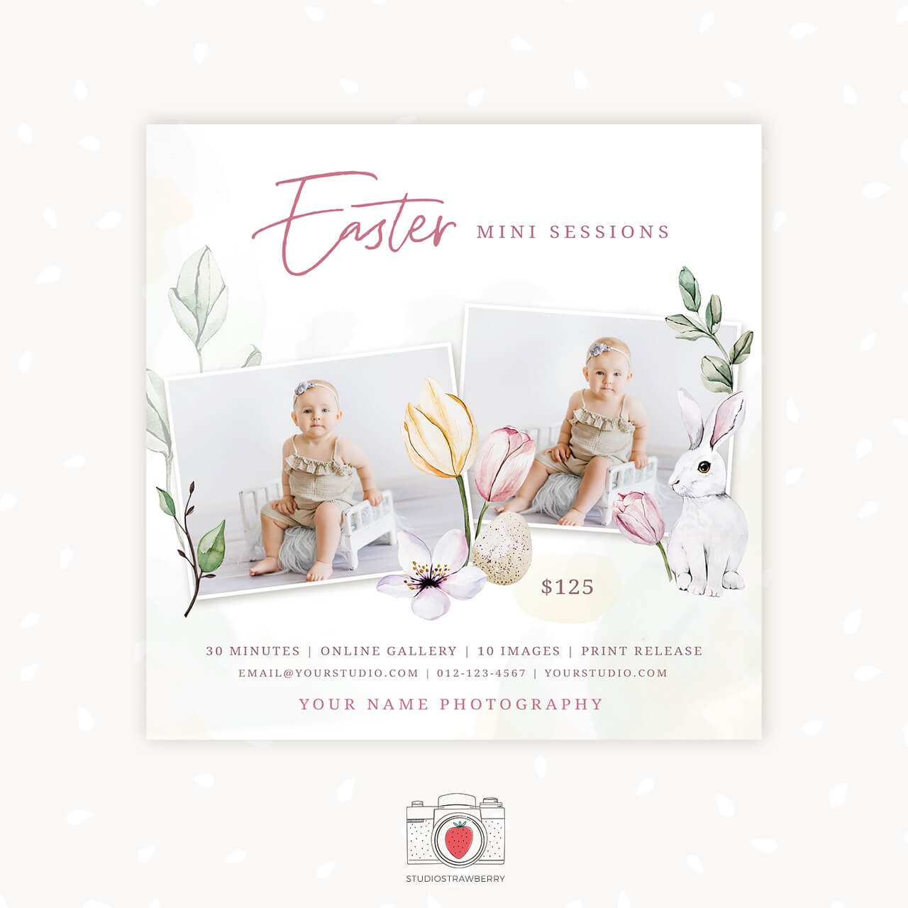 Easter mini sessions template watercolor