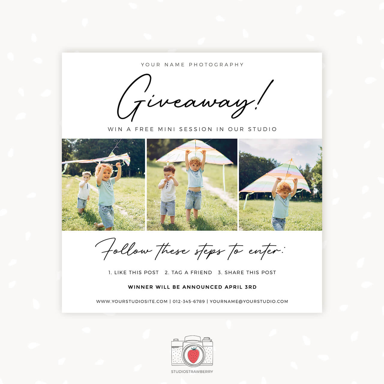 Photographer Giveaway Contest Template Canva Photoshop