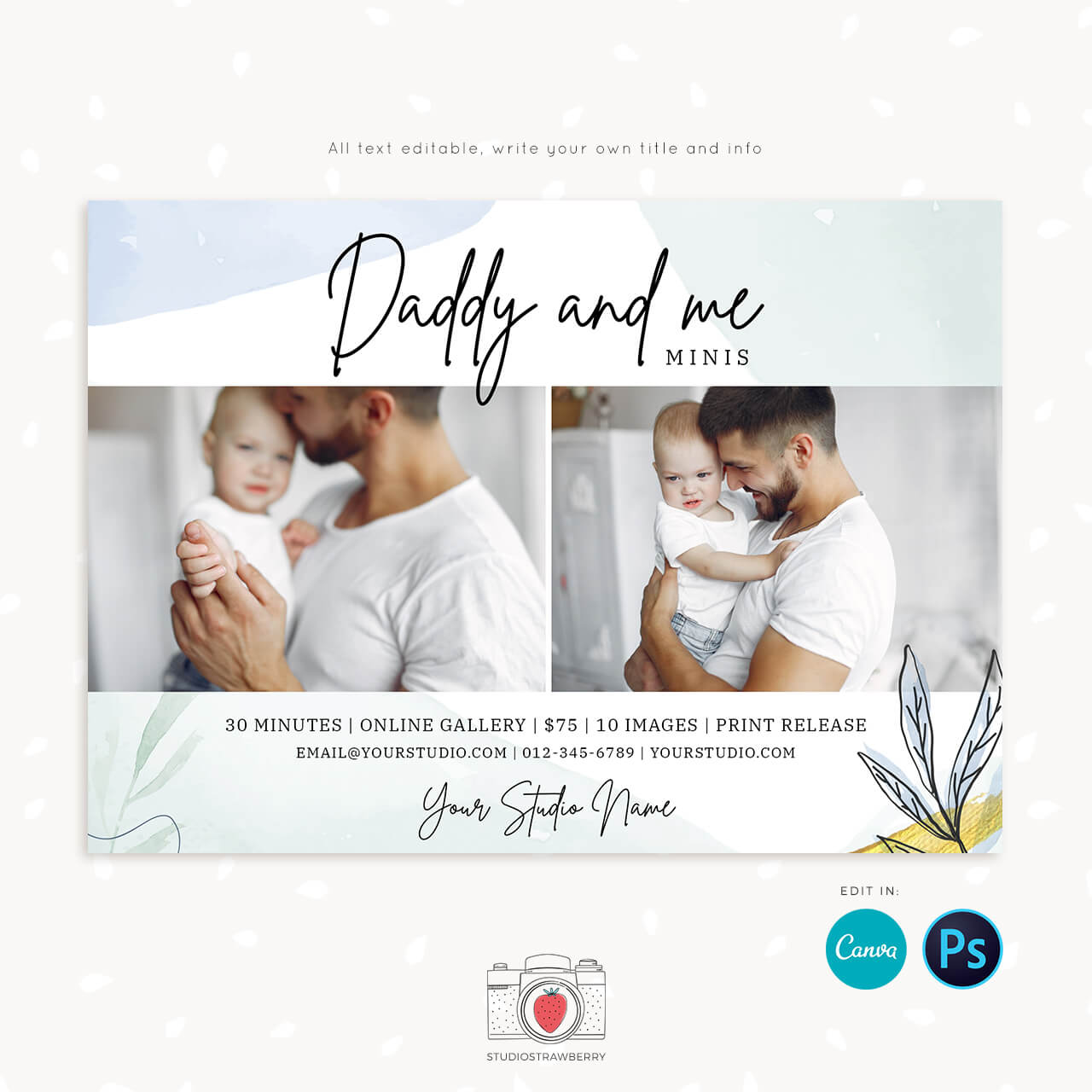 Daddy and me mini sessions template canva