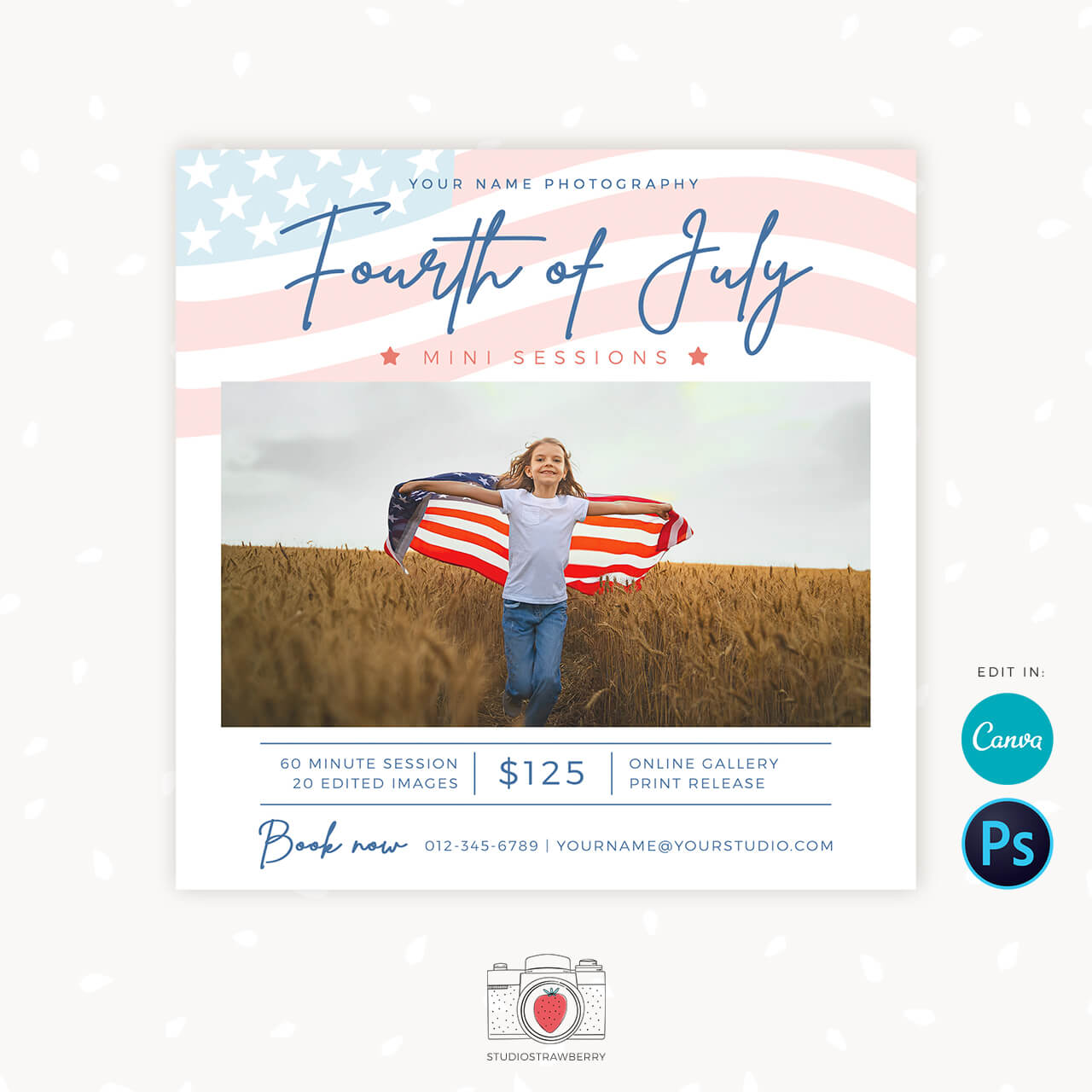 4th of July mini sessions template