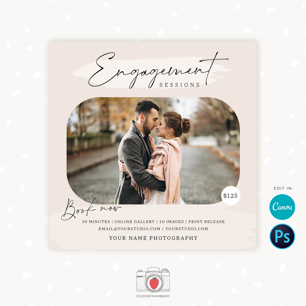 Engagement mini sessions template canva