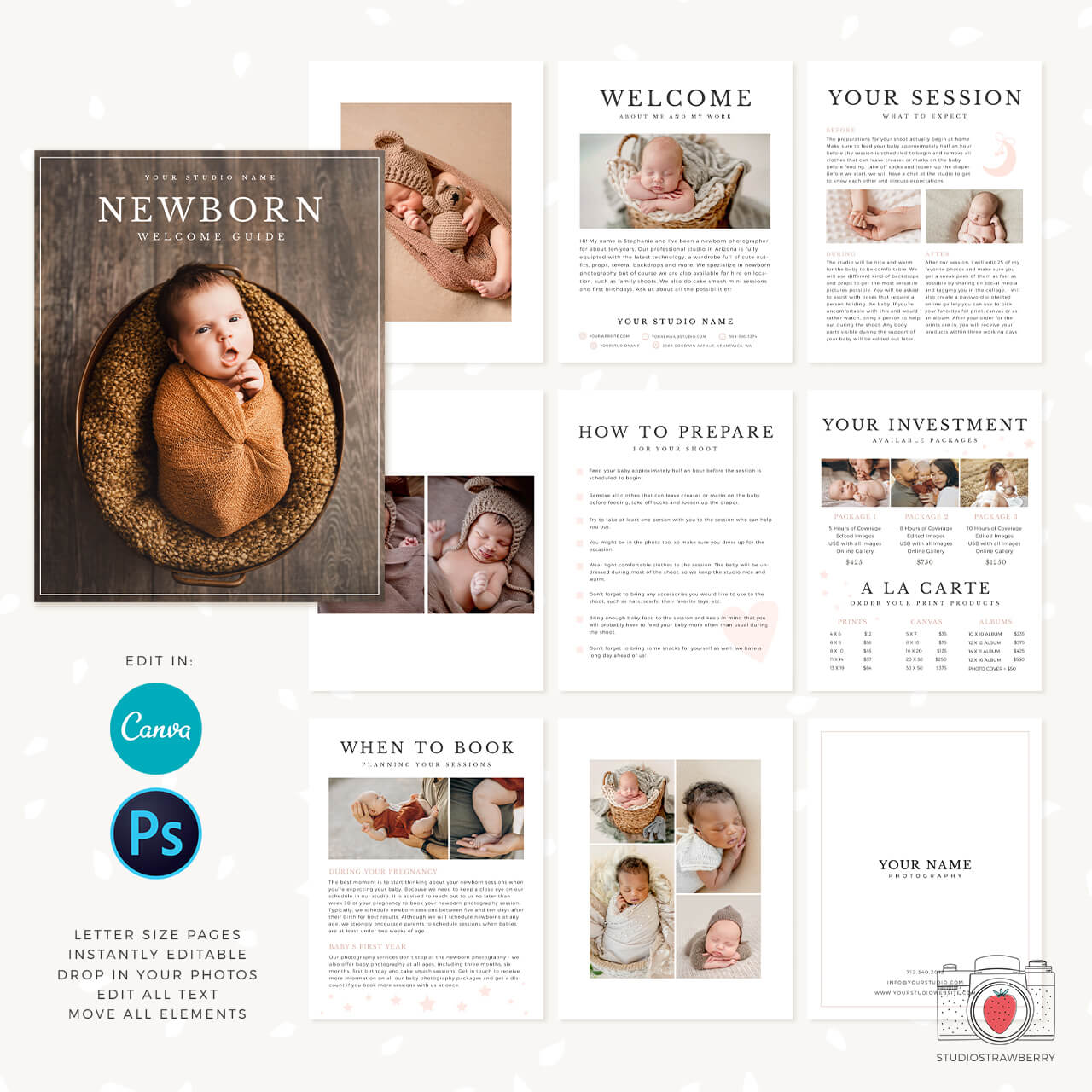 Baby Photo Album Template, Photo Book Template, Newborn Album, Photoshop  Album, Photoshop Template, INSTANT DOWNLOAD 