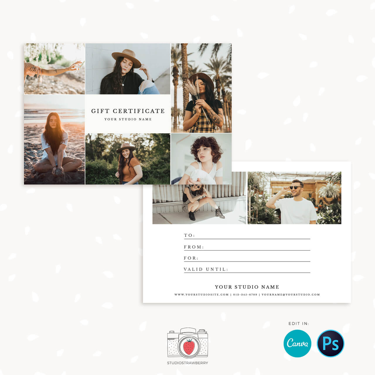 Photography gift certificate template canva minimalistic