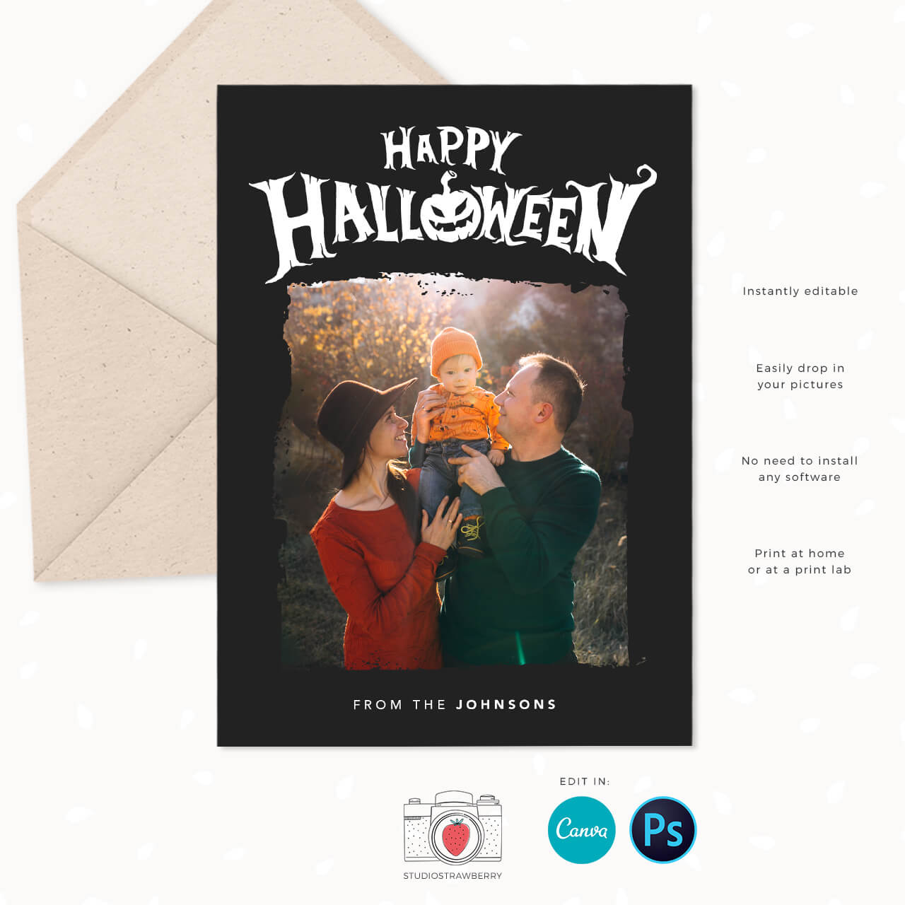 Happy Halloween card canva template