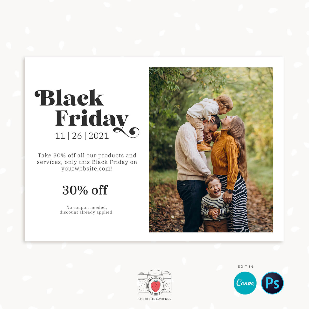Black Friday Sale Template for Canva & Photoshop – Strawberry Kit