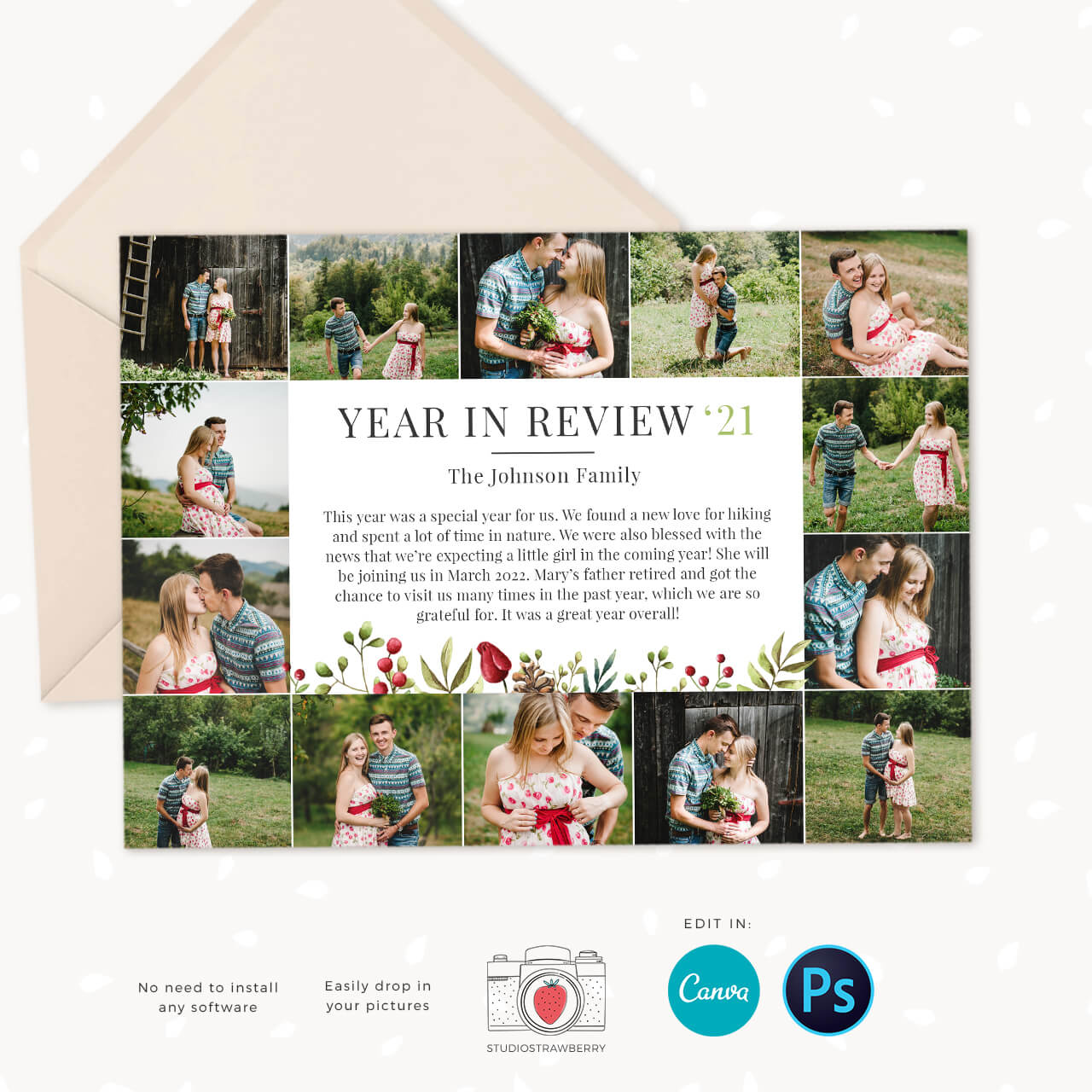 Year in review Christmas card template for Canva &