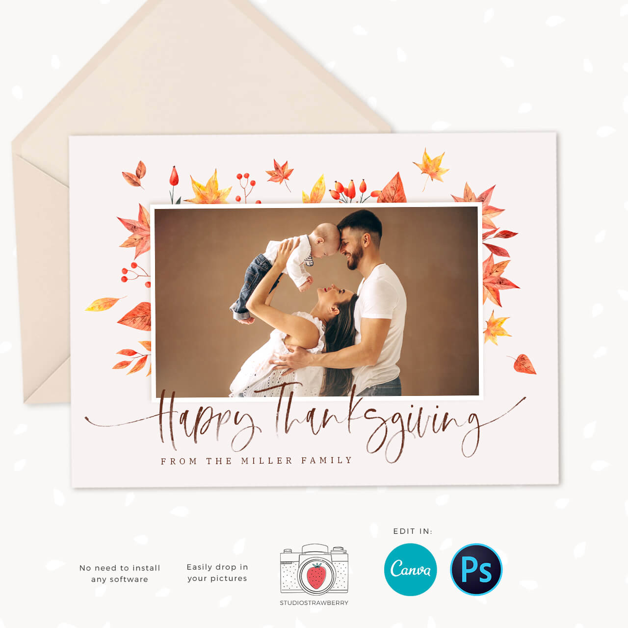 Thanksgiving photo card canva