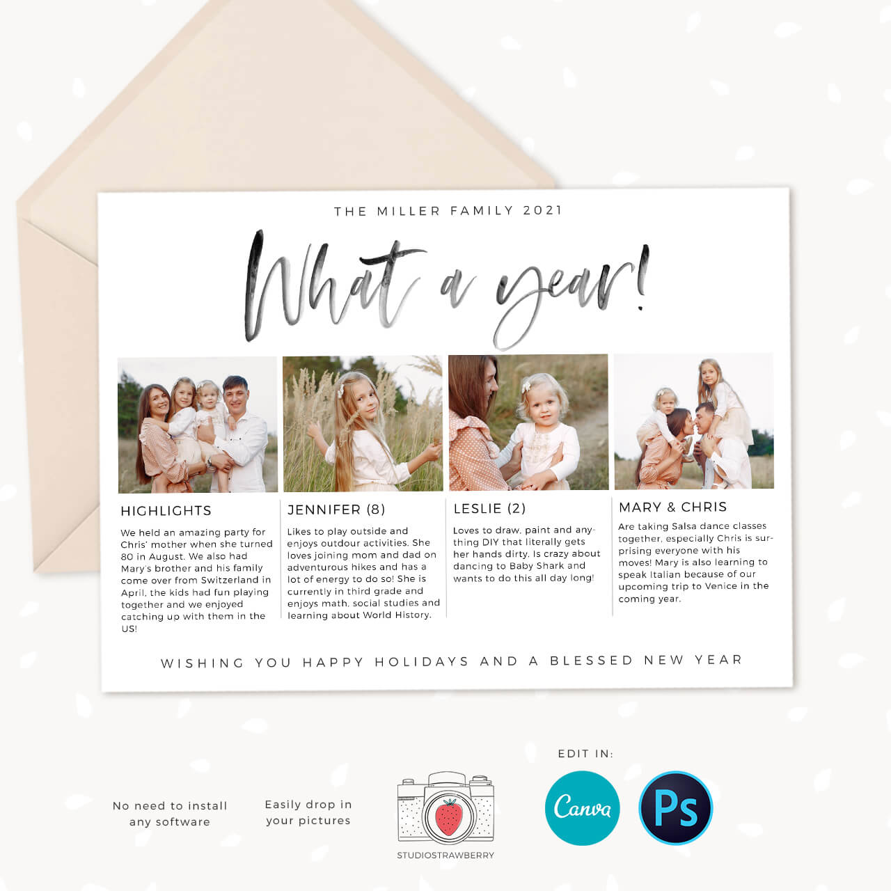 Year in review card canva template