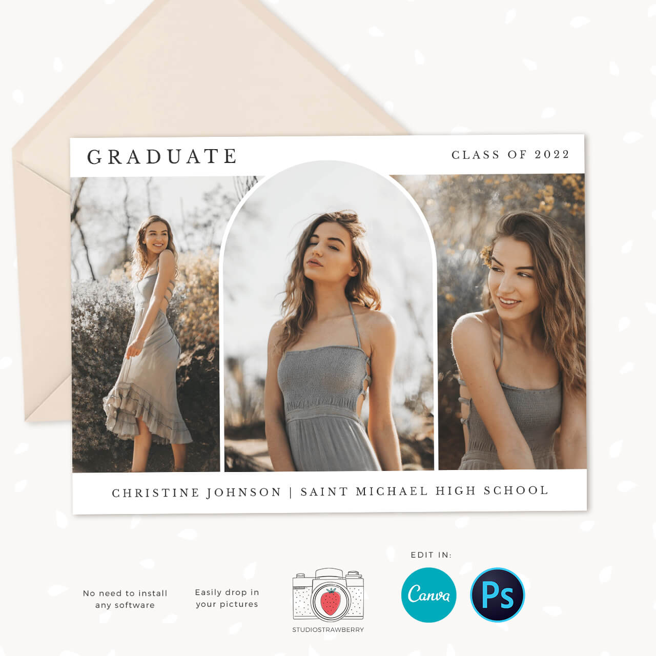 Graduation photo card horizontal arch