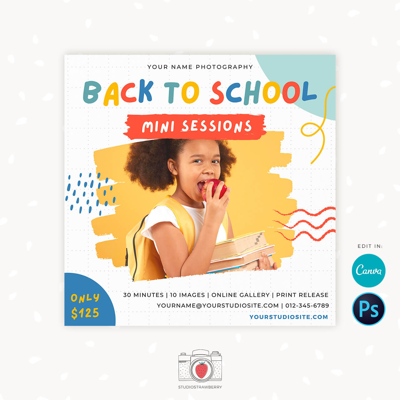Back to school mini sessions template Canva