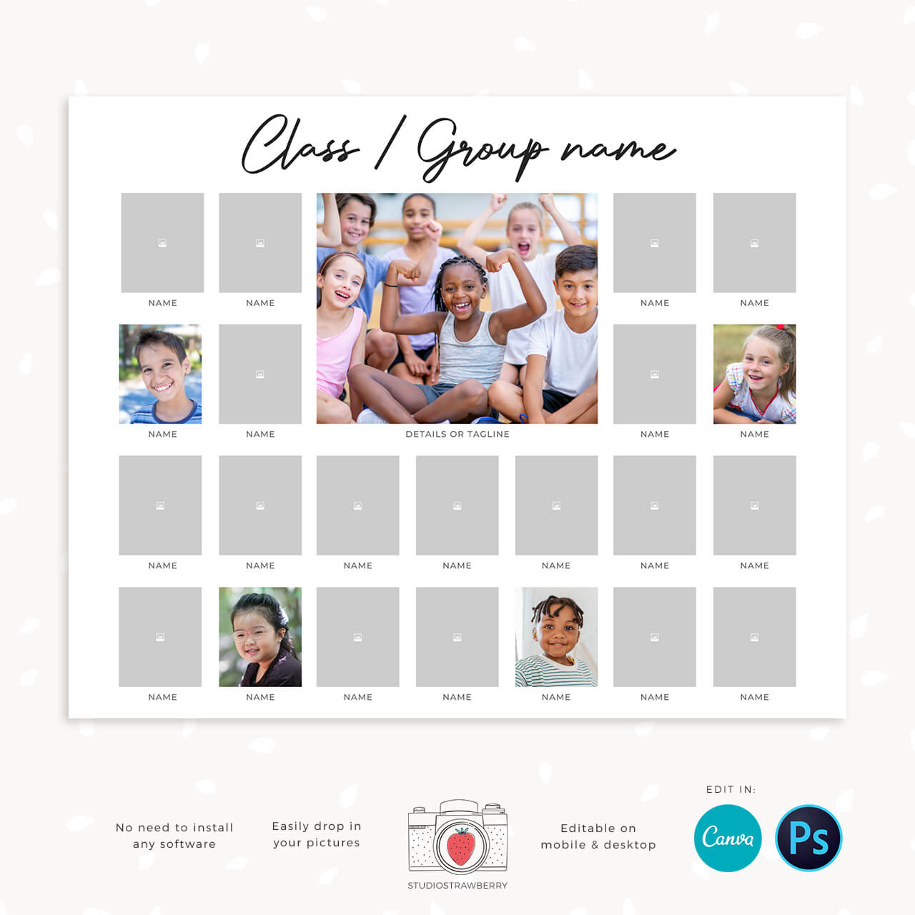 Photo composite template for classes and groups Strawberry Kit