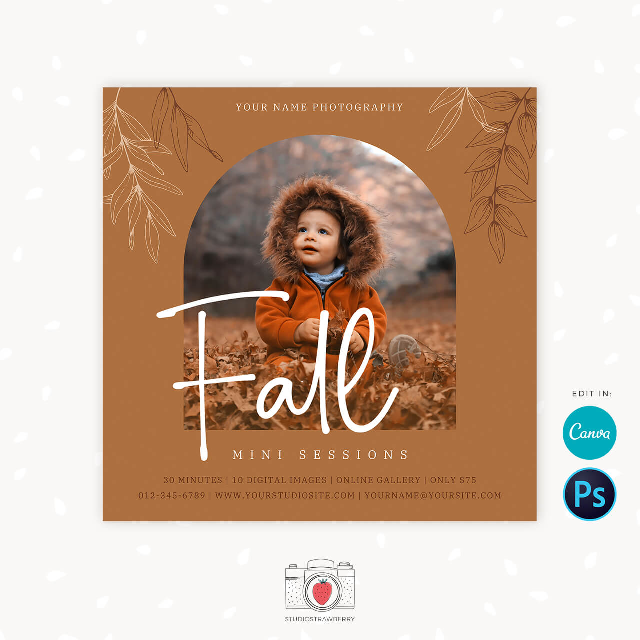 Fall mini sessions template photo arch