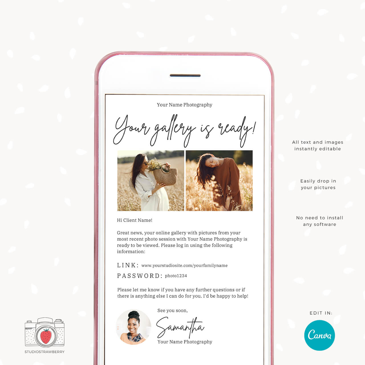 Gallery ready email template photographer