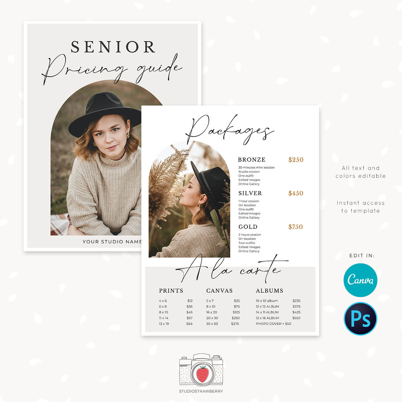 Senior photographer pricing guide template
