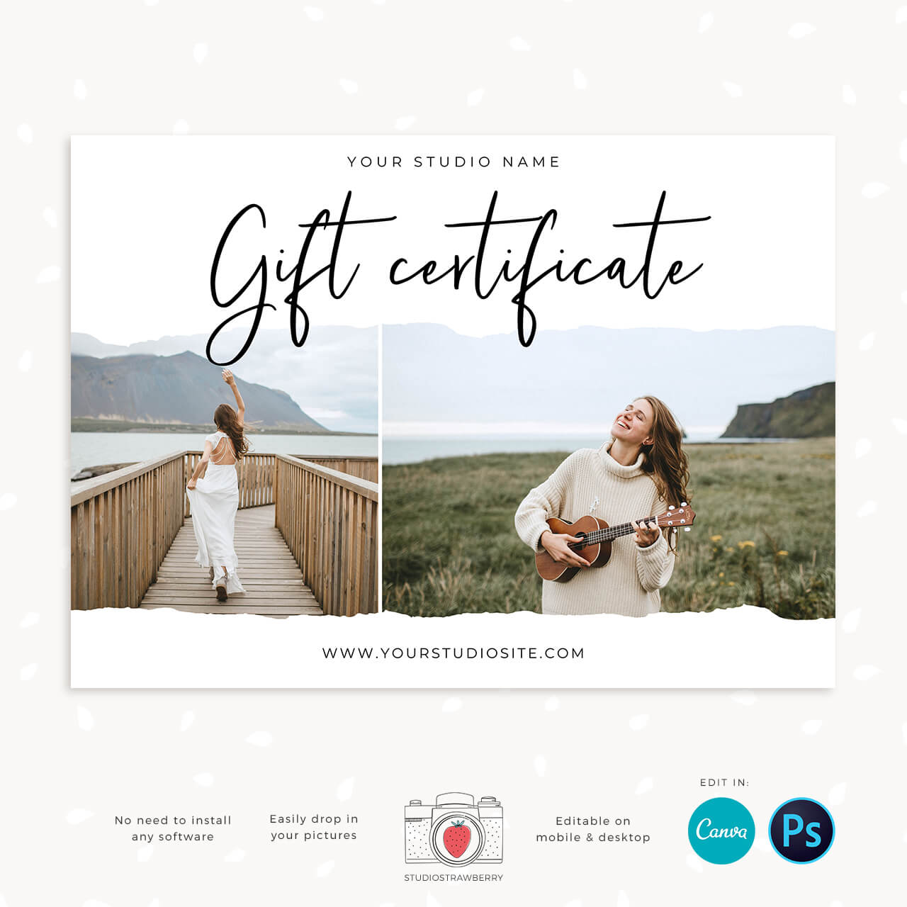Gift certificate template photographer Canva