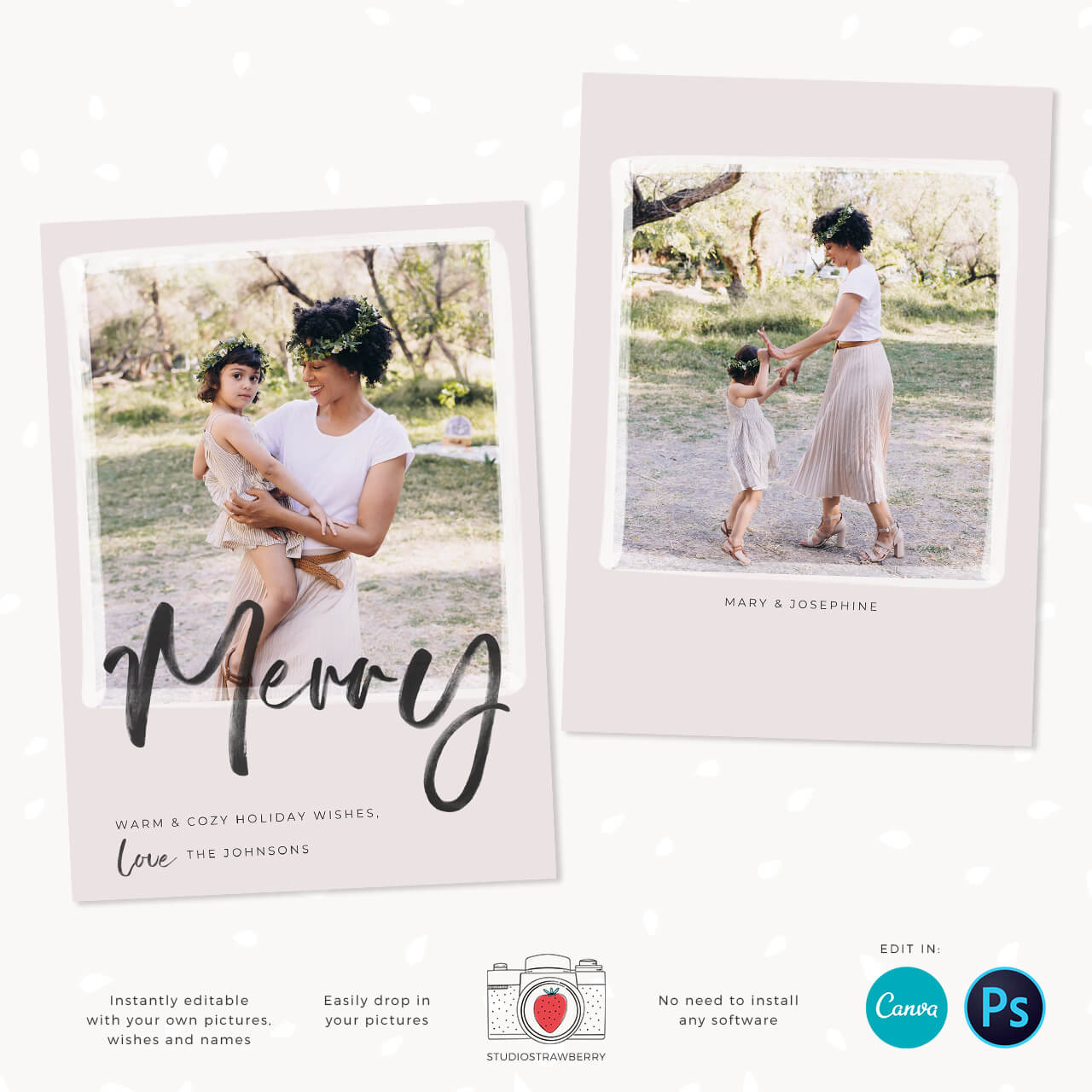 Holiday card Merry Brush Lettering Canva