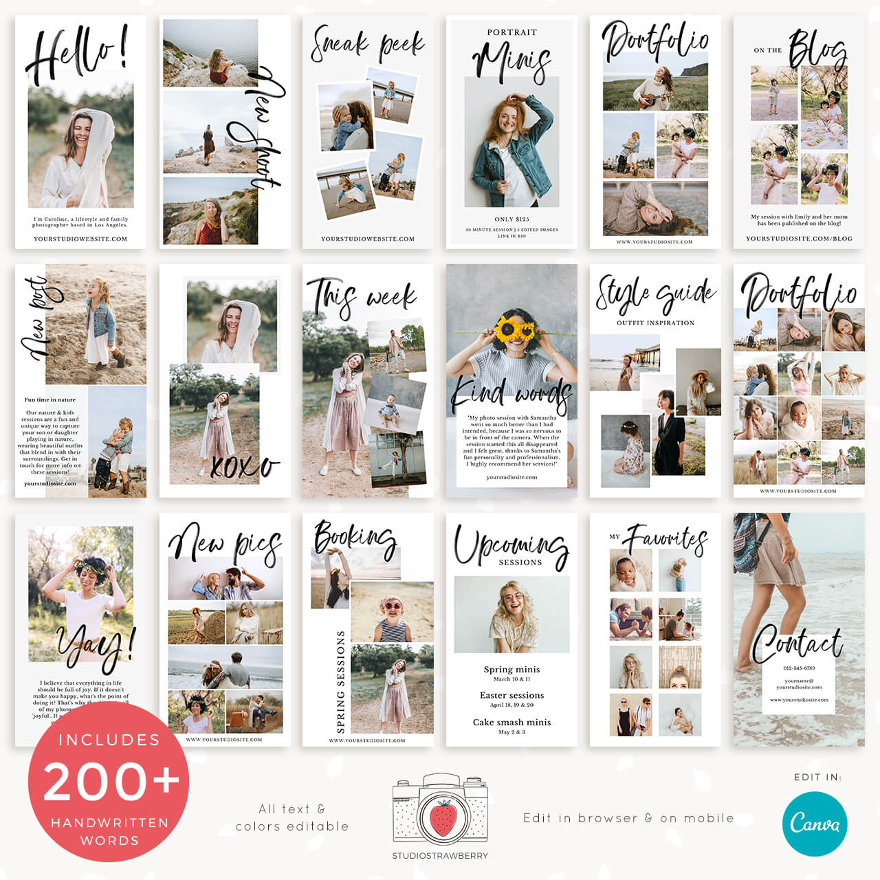 Spring and Easter Marketing Template Bundle for Photographers, For CANVA,  Mini Session Templates