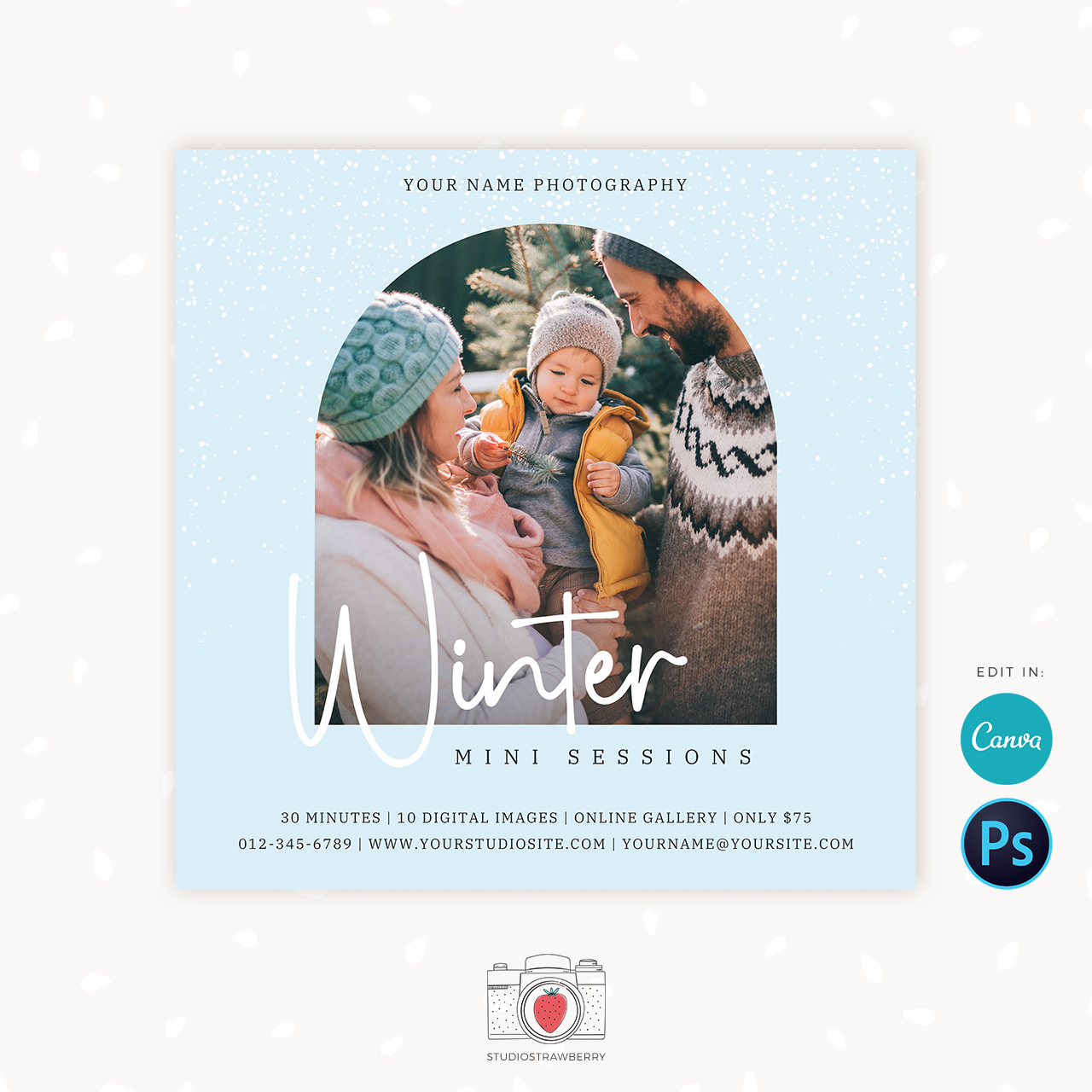 Photography Winter mini sessions template Canva