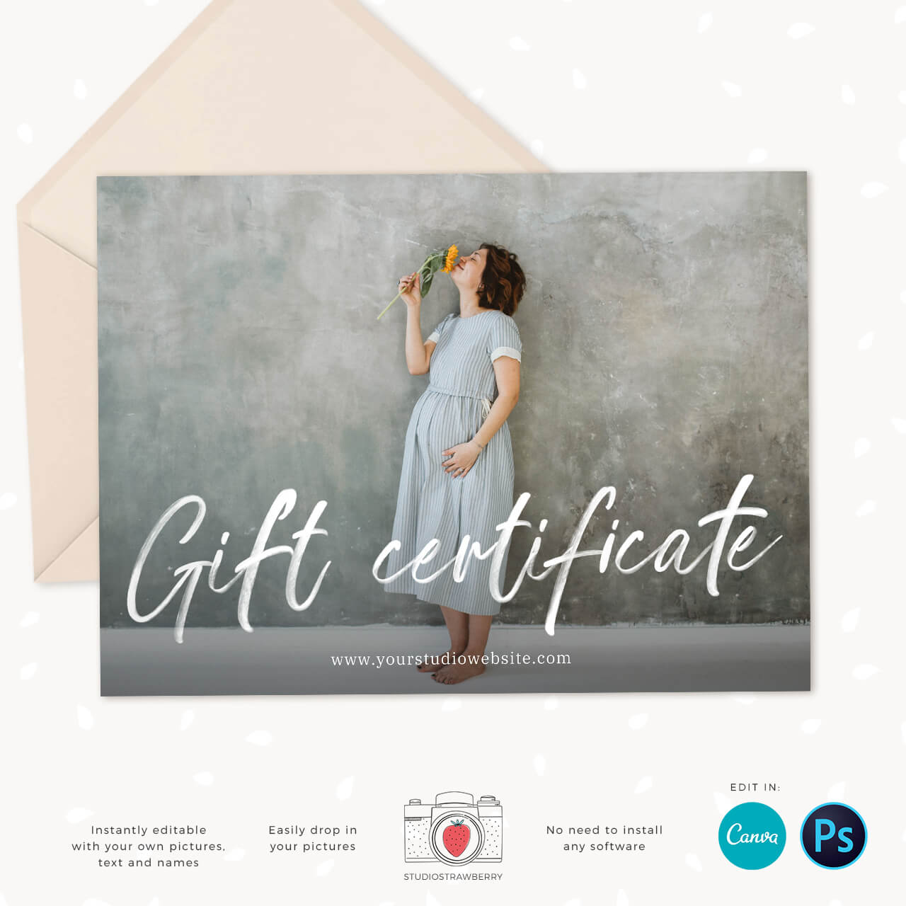 Photographer Gift certificate template Canva