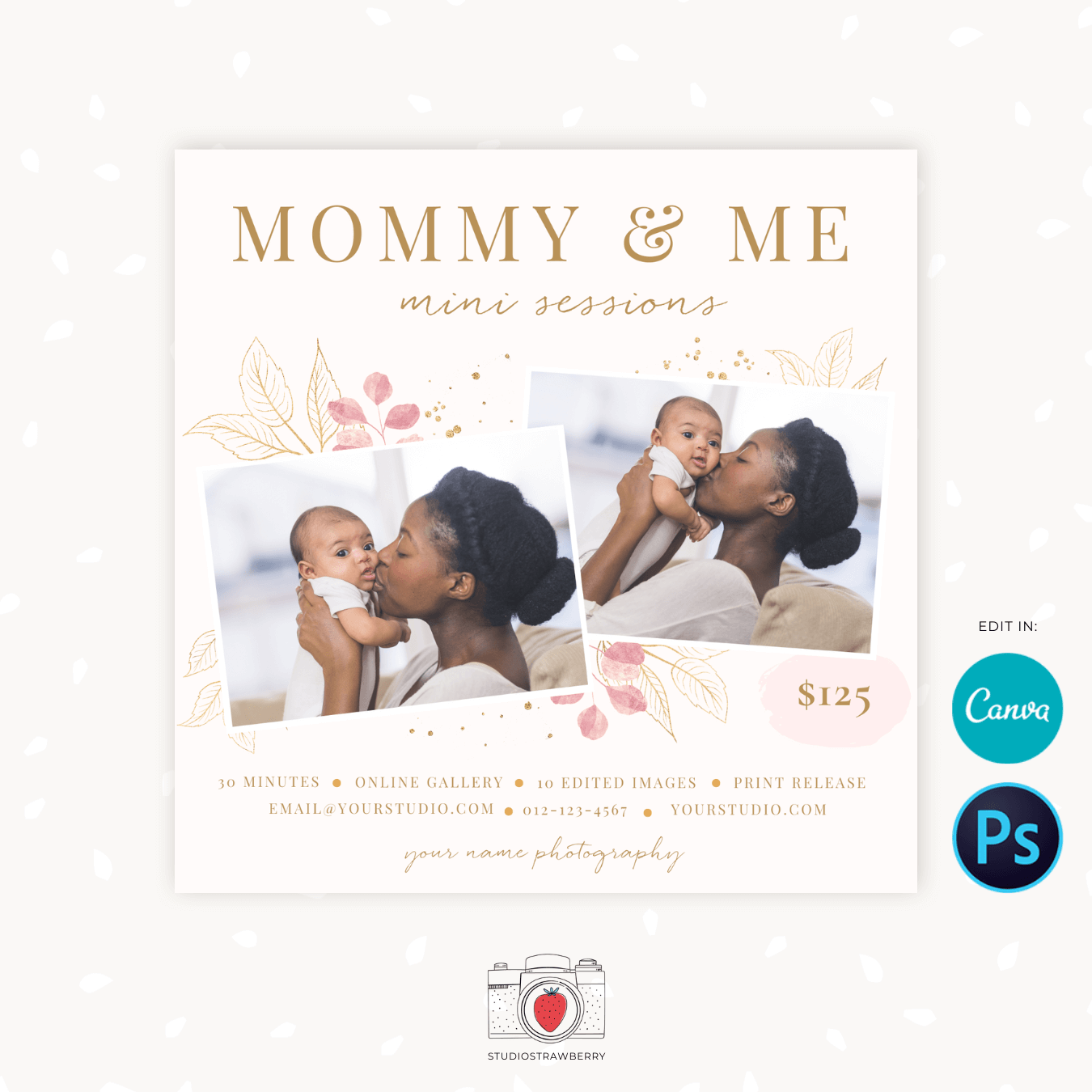 Mommy & me mini sessions template canva