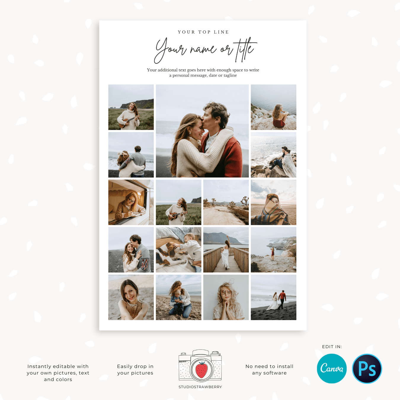 24 36 Big Photo Collage Template Strawberry Kit