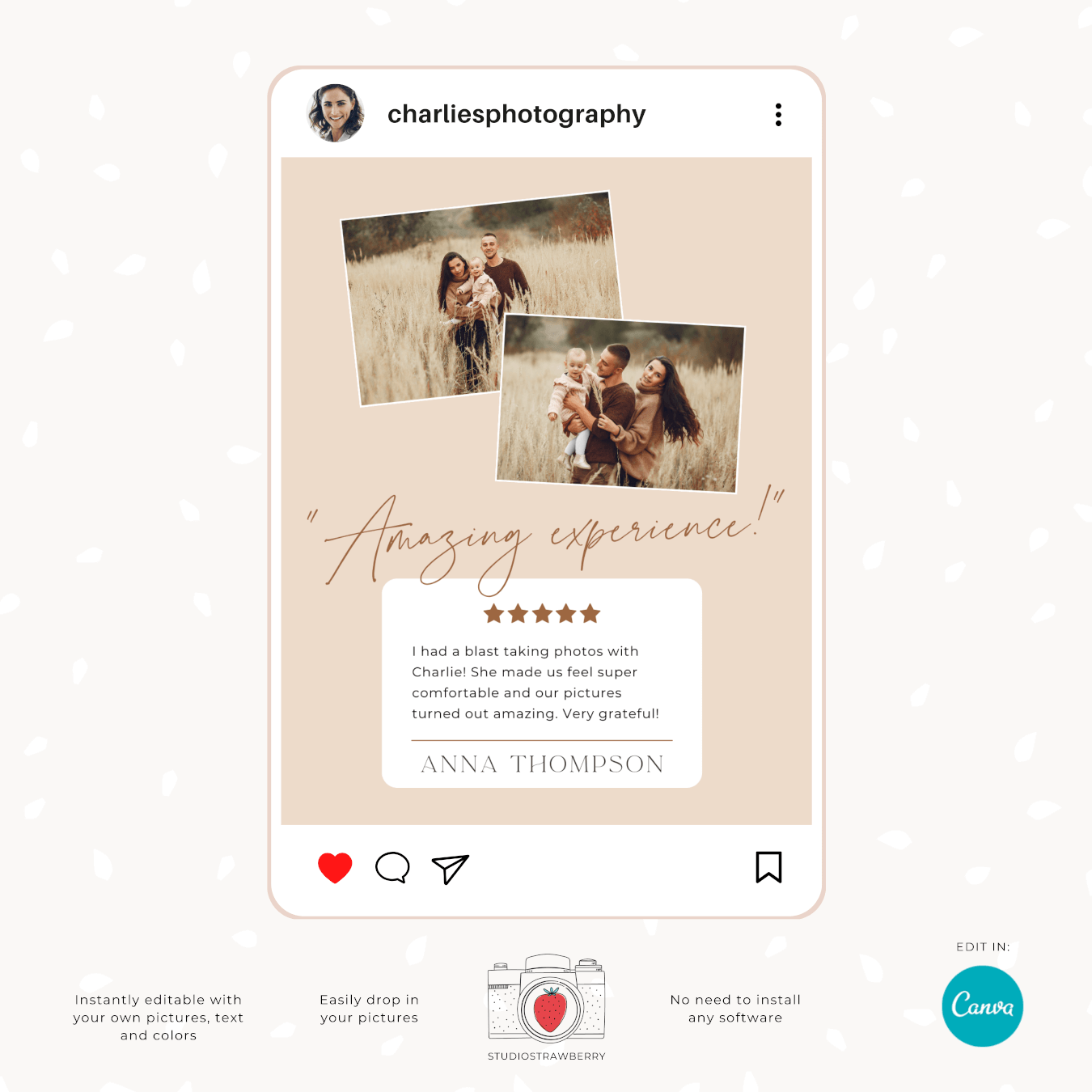 Instagram review template for photographer