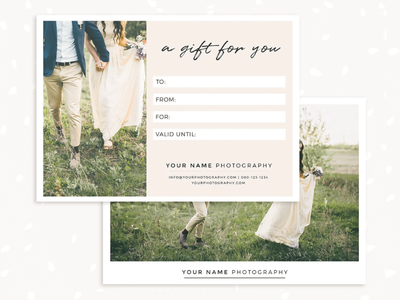 Photography Gift certificate templates