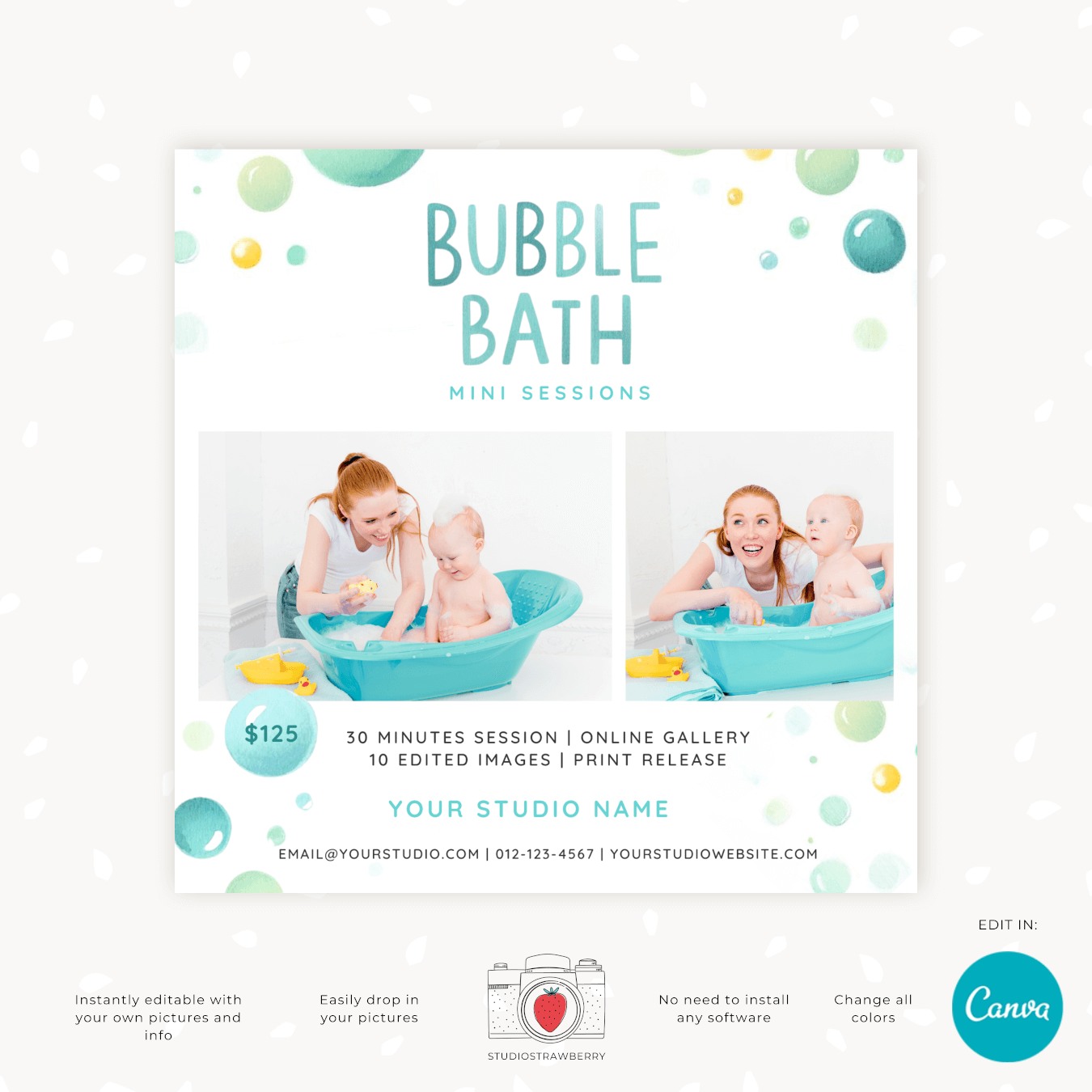 Bubble Bath mini sessions template
